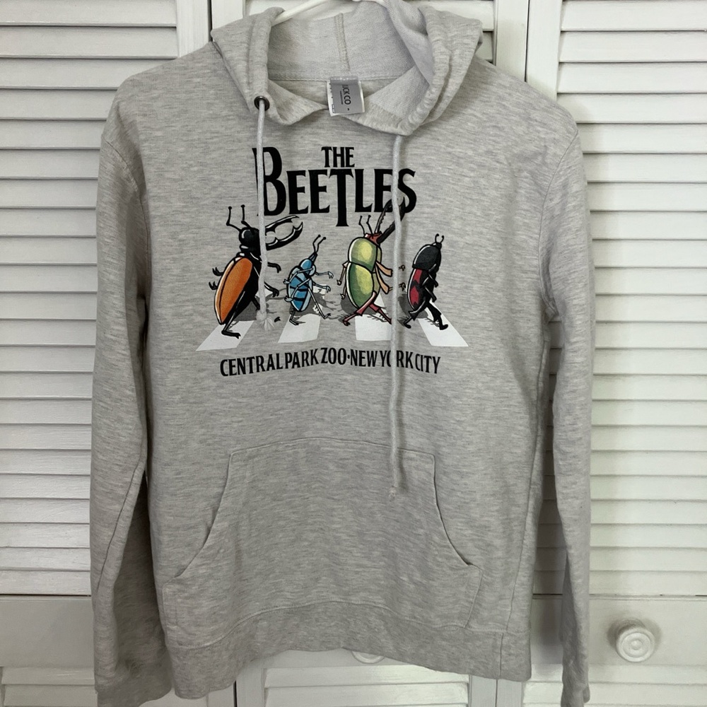 Central Park Zoo New York City The Beetles gray hoodie. Small